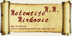 Melentije Mirković vizit kartica
